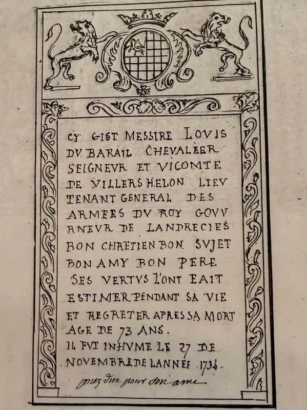 Carved coat of arms on a funerary slab